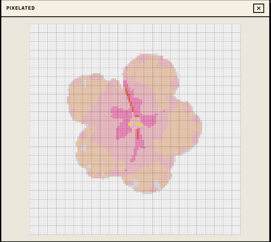 Pink flower converted into a printable bead pattern pixelated result