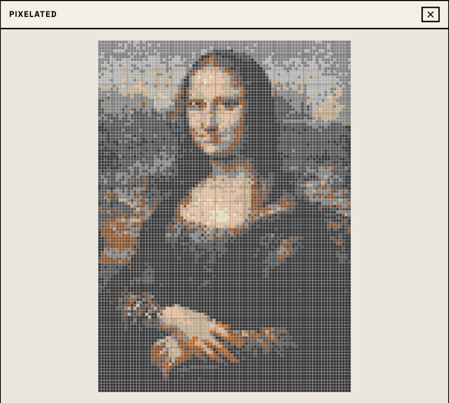 Mona Lisa image converted into a printable bead pattern pixelated result